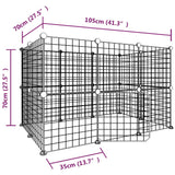 Gabbia per Animali 20 Pannelli con Porta Nera 35x35 cm Acciaio