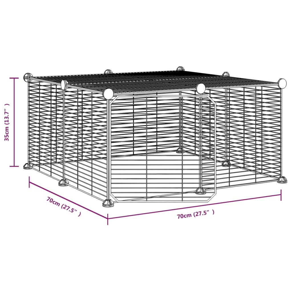 Gabbia per Animali 12 Pannelli con Porta Nero 35x35 cm Acciaio