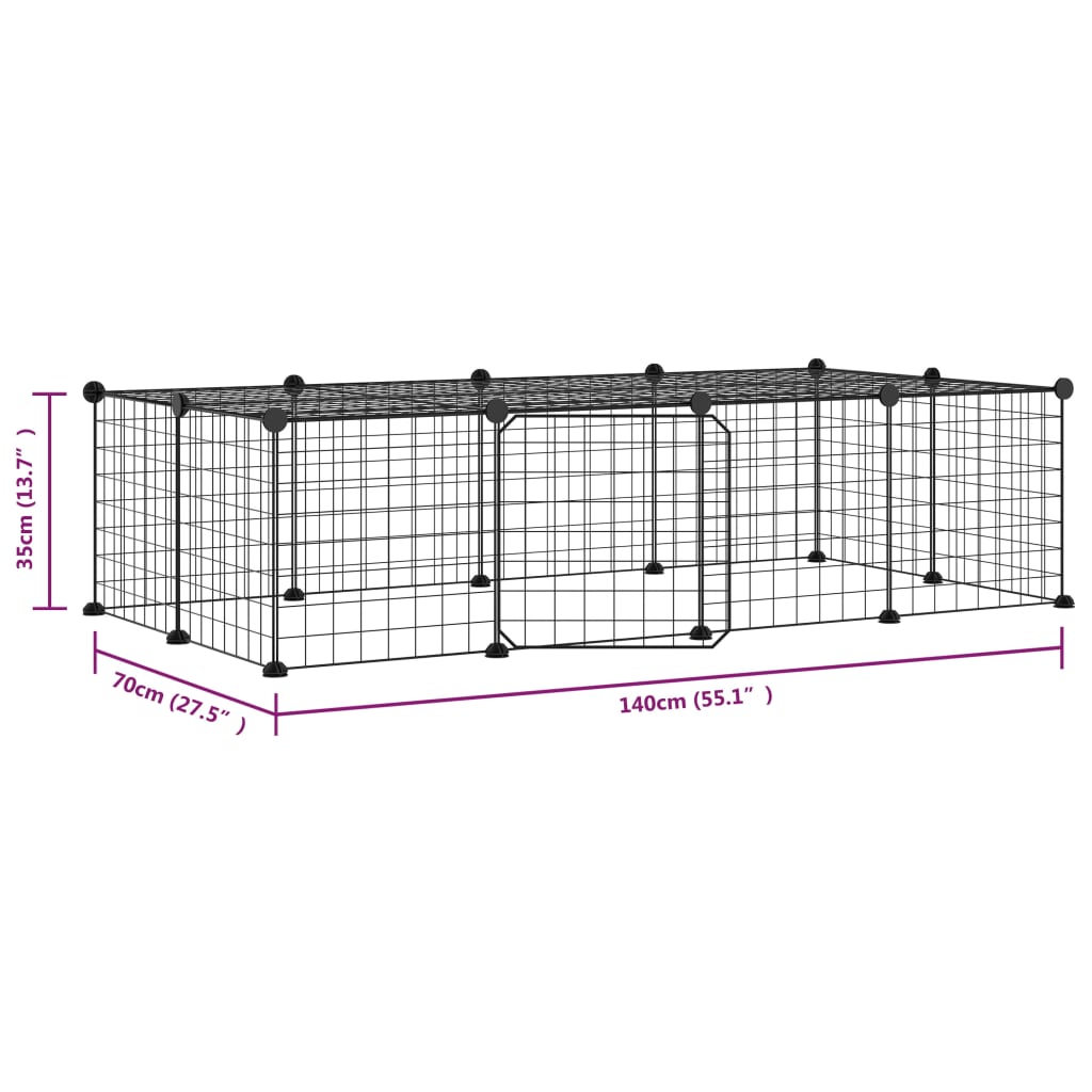 Gabbia per Animali 20 Pannelli con Porta Nera 35x35 cm Acciaio