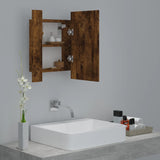 Mobile Bagno Specchio LED Rovere Fumo 40x12x45cm Multistrato