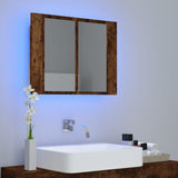 Mobile a Specchio LED Rovere Fumo 60x12x45 cm Legno Multistrato