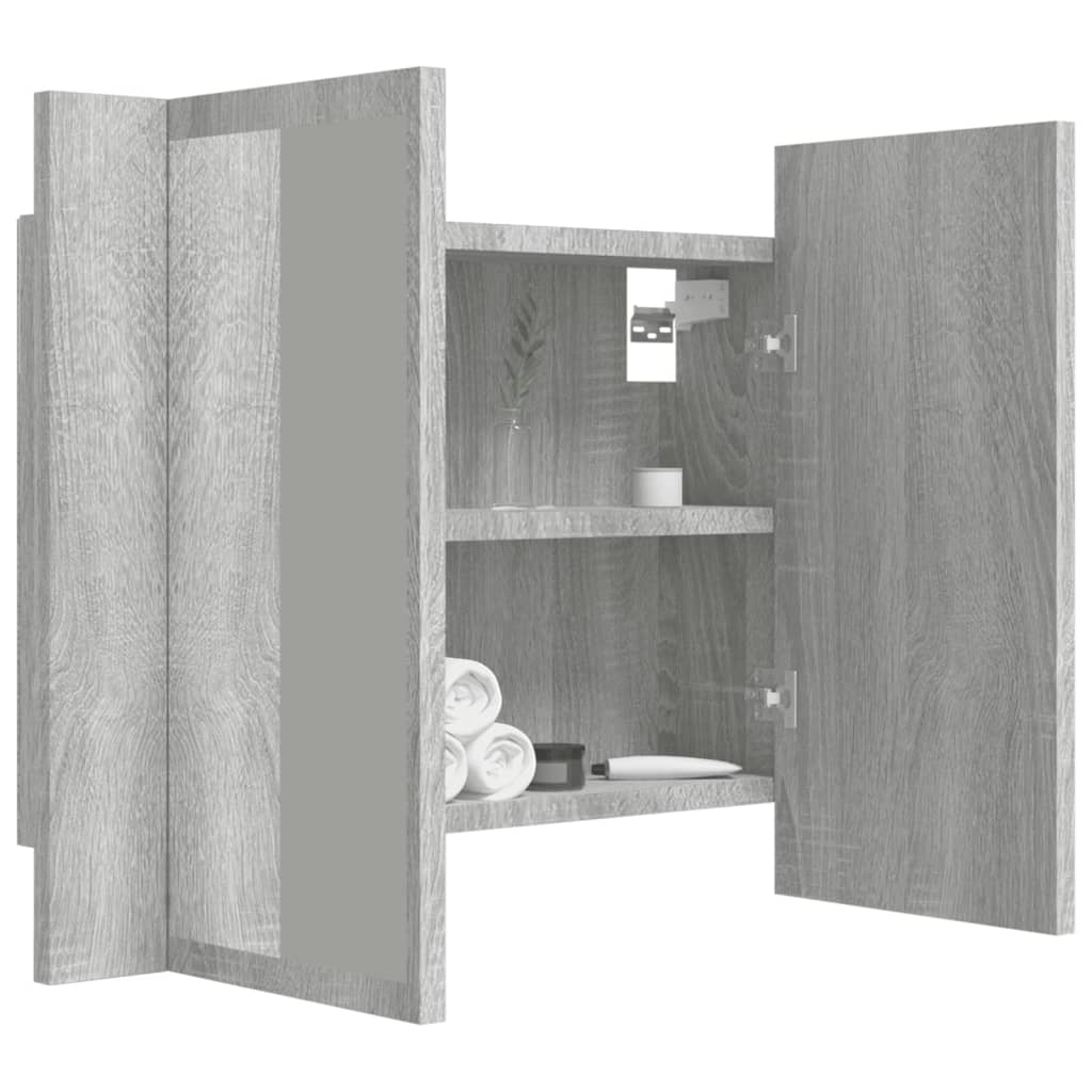 Mobile Specchio LED Grigio Sonoma 60x12x45cm Legno Multistrato