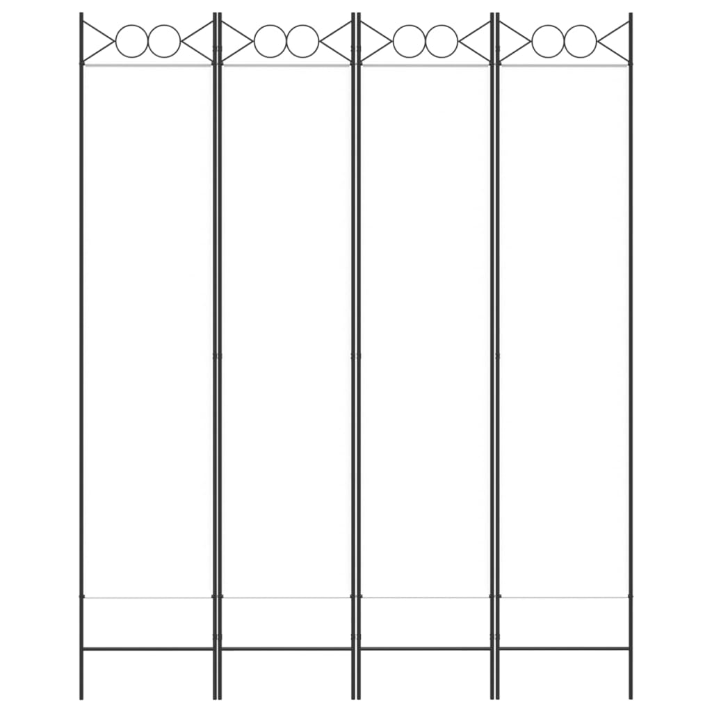 Divisorio a 4 Pannelli Bianco 160x200 cm Tessuto