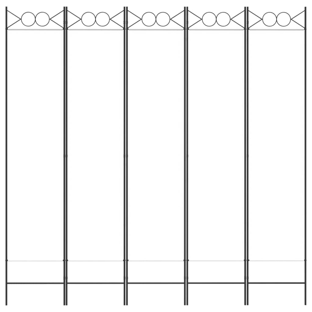 Divisorio a 5 Pannelli Bianco 200x200 cm Tessuto