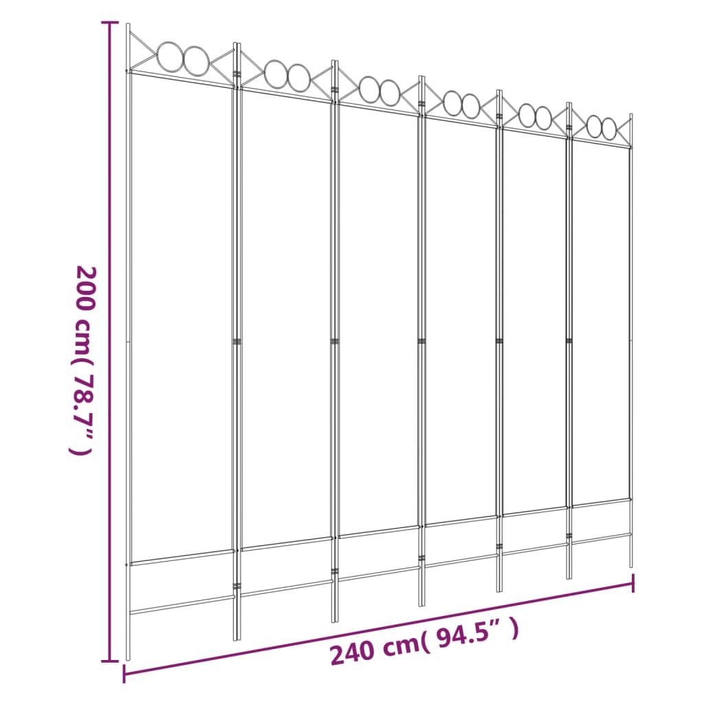 Divisorio a 4 Pannelli Bianco 240x200 cm Tessuto