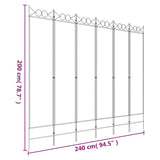 Divisorio a 4 Pannelli Bianco 240x200 cm Tessuto