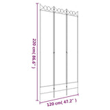 Divisorio a 3 Pannelli bianco 120x220 cm in Tessuto