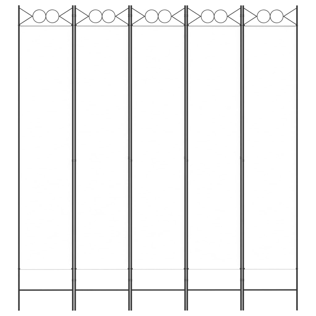 Divisorio a 5 Pannelli Bianco 200x220 cm Tessuto