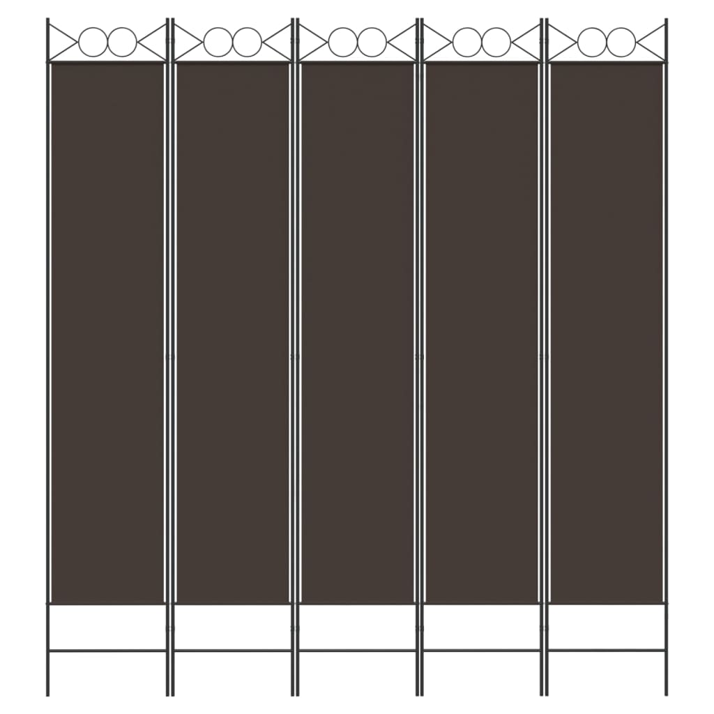 Divisorio a 5 Pannelli Marrone 200x220 cm in Tessuto