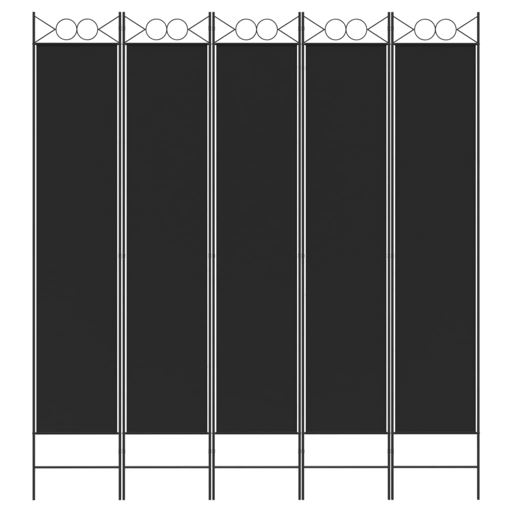 Divisorio 5 Pannelli Nero 200x220 cm Tessuto