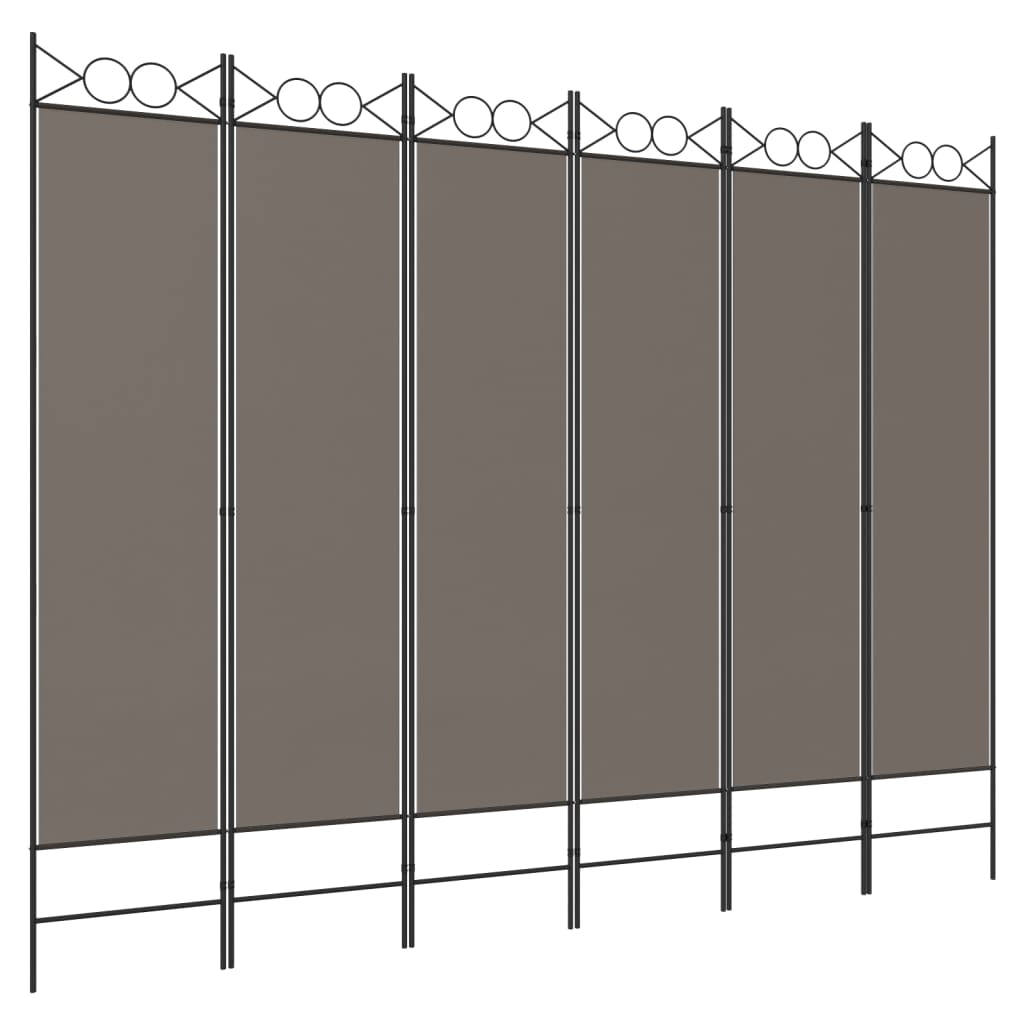 Divisorio a 6 Pannelli Antracite 240 x 220 cm Tessuto