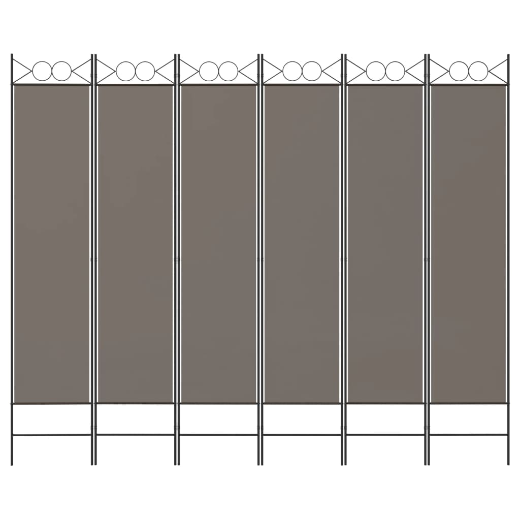 Divisorio a 6 Pannelli Antracite 240 x 220 cm Tessuto