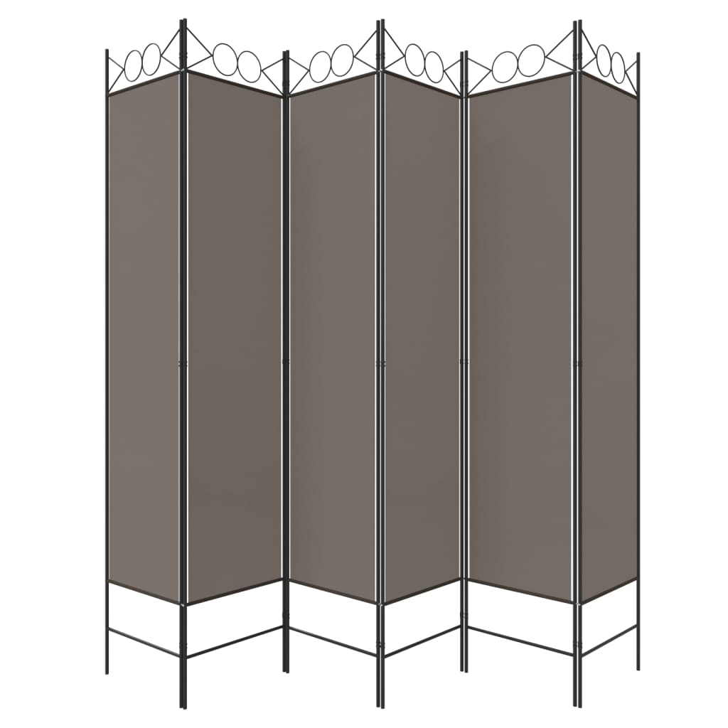 Divisorio a 6 Pannelli Antracite 240 x 220 cm Tessuto