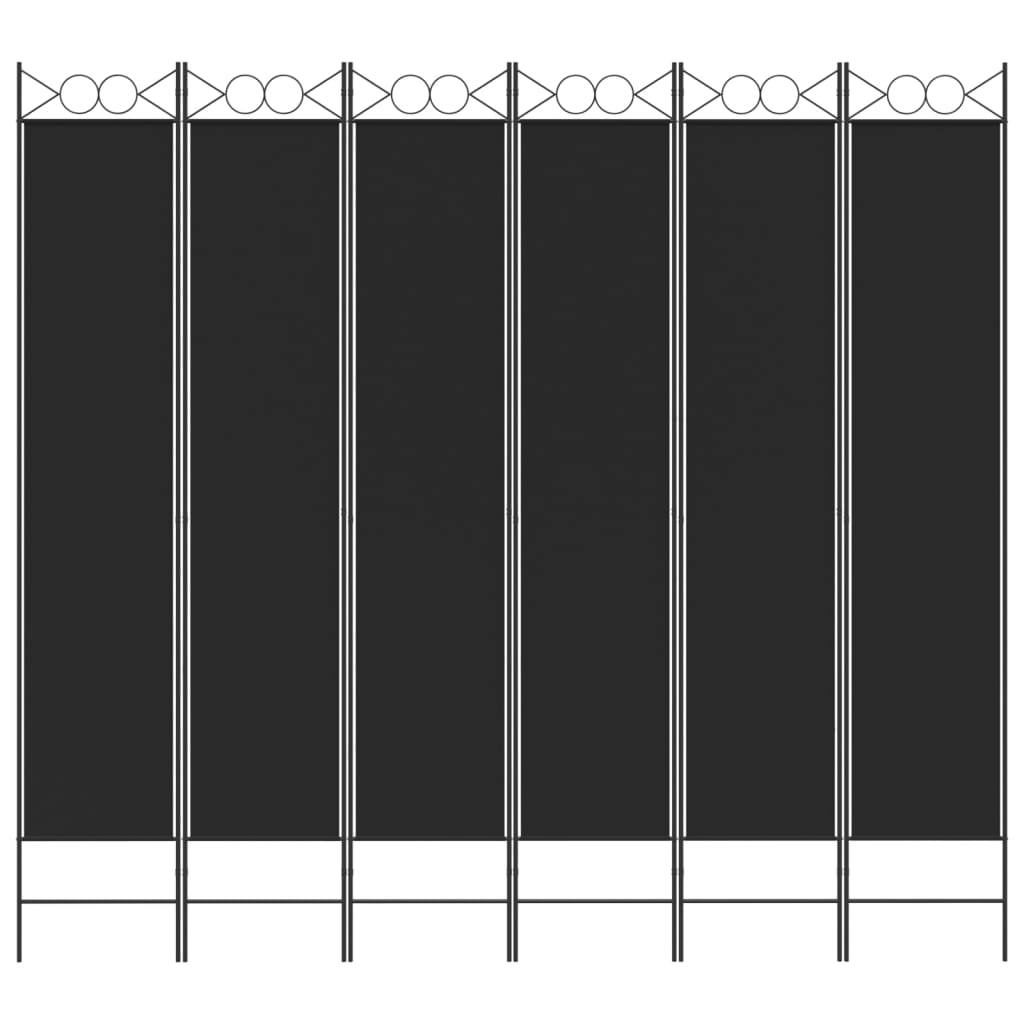 Divisorio a 6 Pannelli Nero 240 x 220 cm in Tessuto