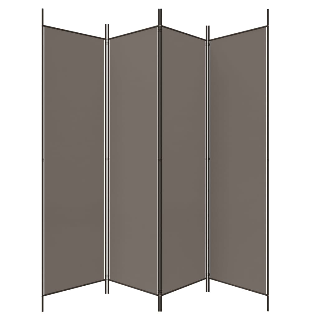 Divisorio a 4 Pannelli Antracite 200x200 cm Tessuto