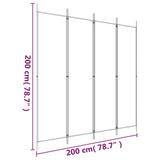 Divisorio a 4 Pannelli Antracite 200x200 cm Tessuto