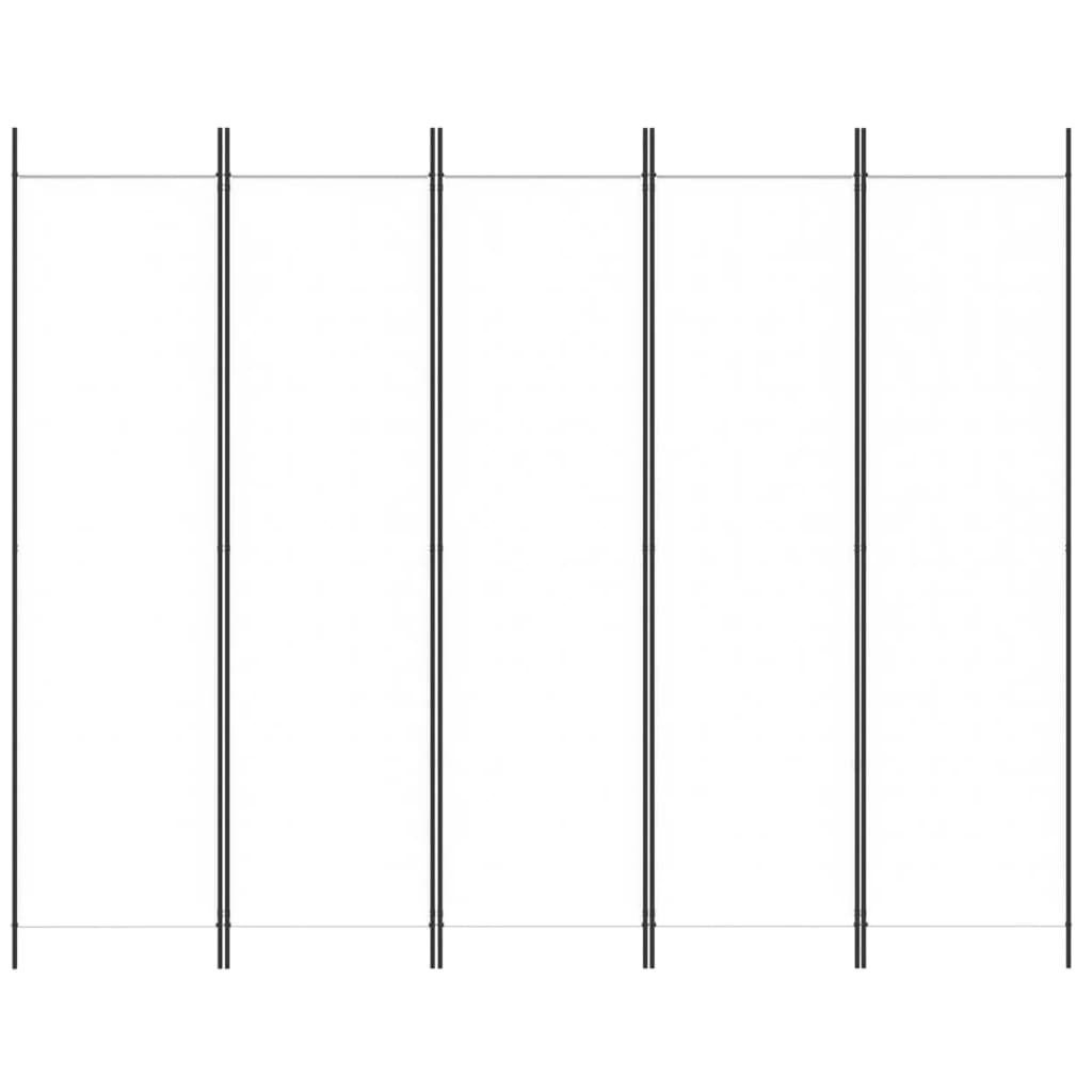 Divisorio a 5 Pannelli Bianco 250x200 cm Tessuto