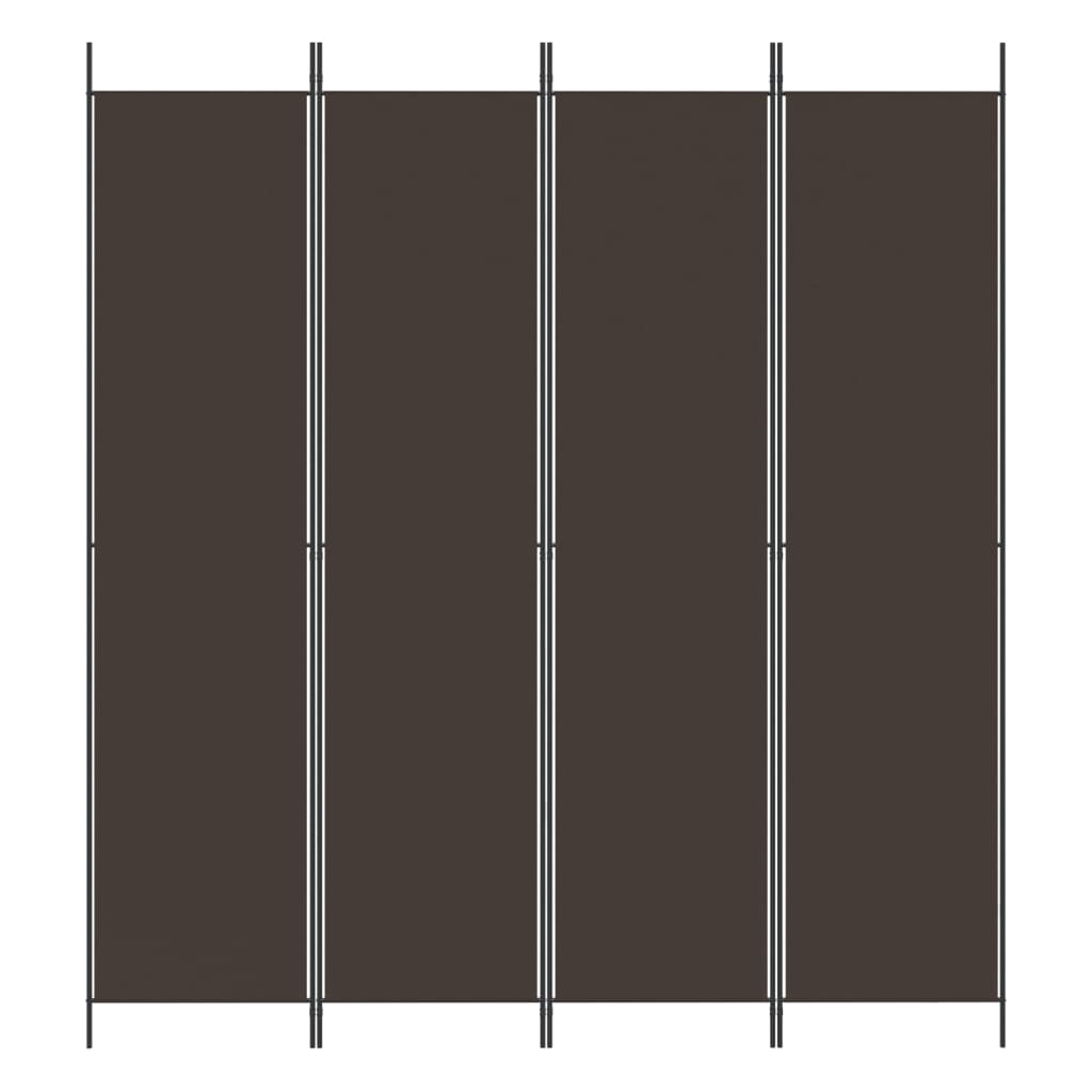 Divisorio a 4 Pannelli Marrone 200x220 cm in Tessuto