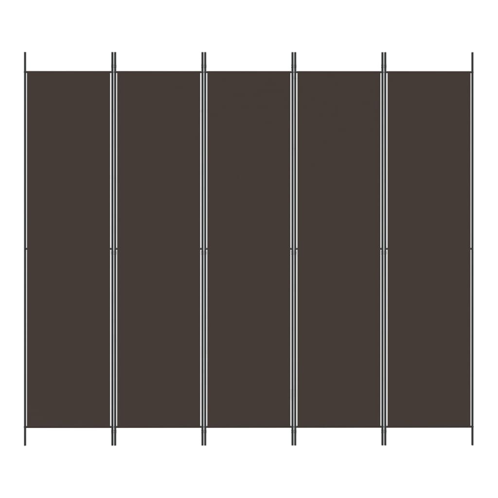 Divisorio a 5 Pannelli Marrone 250x220 cm in Tessuto