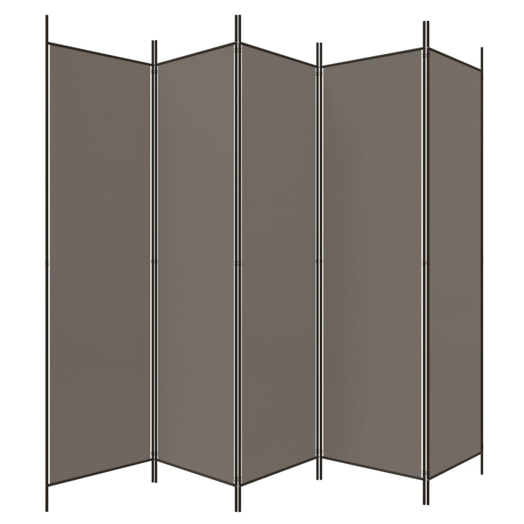 Divisorio a 5 Pannelli Antracite 250x220 cm Tessuto