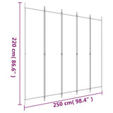 Divisorio a 5 Pannelli Antracite 250x220 cm Tessuto