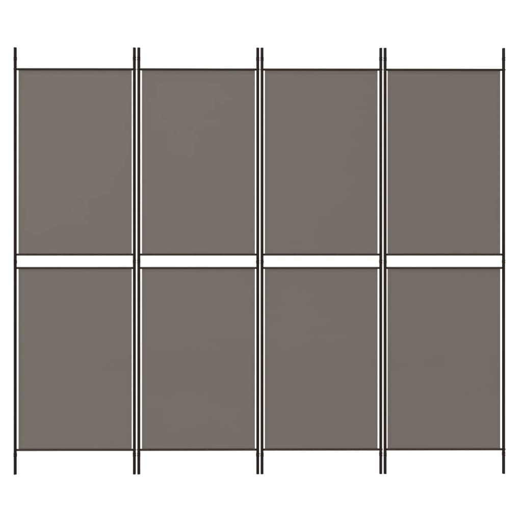 Divisorio a 4 Pannelli Antracite 200x200 cm Tessuto