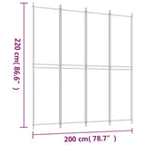 Divisorio a 4 Pannelli Marrone 200x220 cm in Tessuto