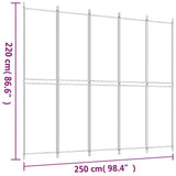 Divisorio a 5 Pannelli Antracite 250x220 cm Tessuto