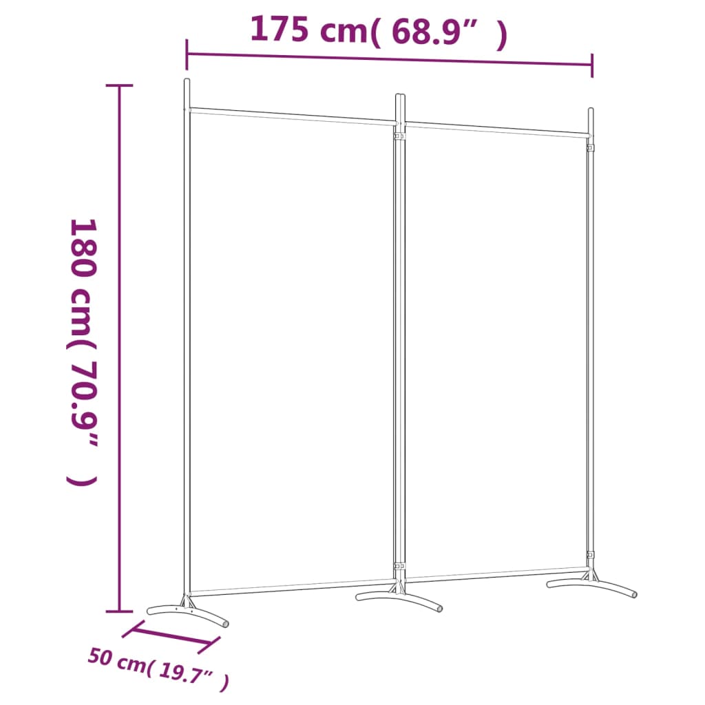 Divisorio a 2 Pannelli Bianco 175x180 cm Tessuto