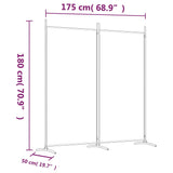 Divisorio a 2 Pannelli Bianco 175x180 cm Tessuto