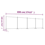 Divisorio a 4 Pannelli Antracite 698x180 cm Tessuto