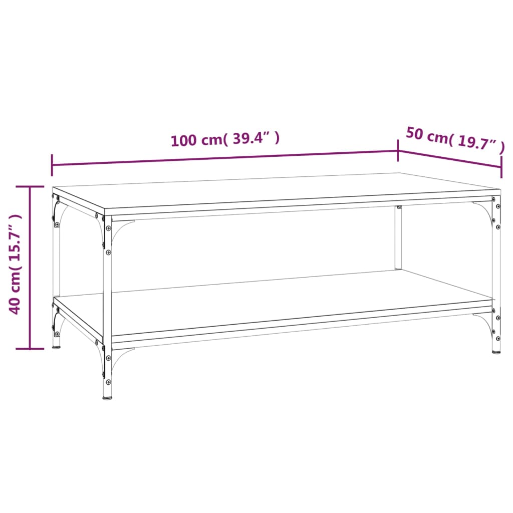 Tavolino da Salotto Rovere Sonoma 100x50x40cm Legno Multistrato