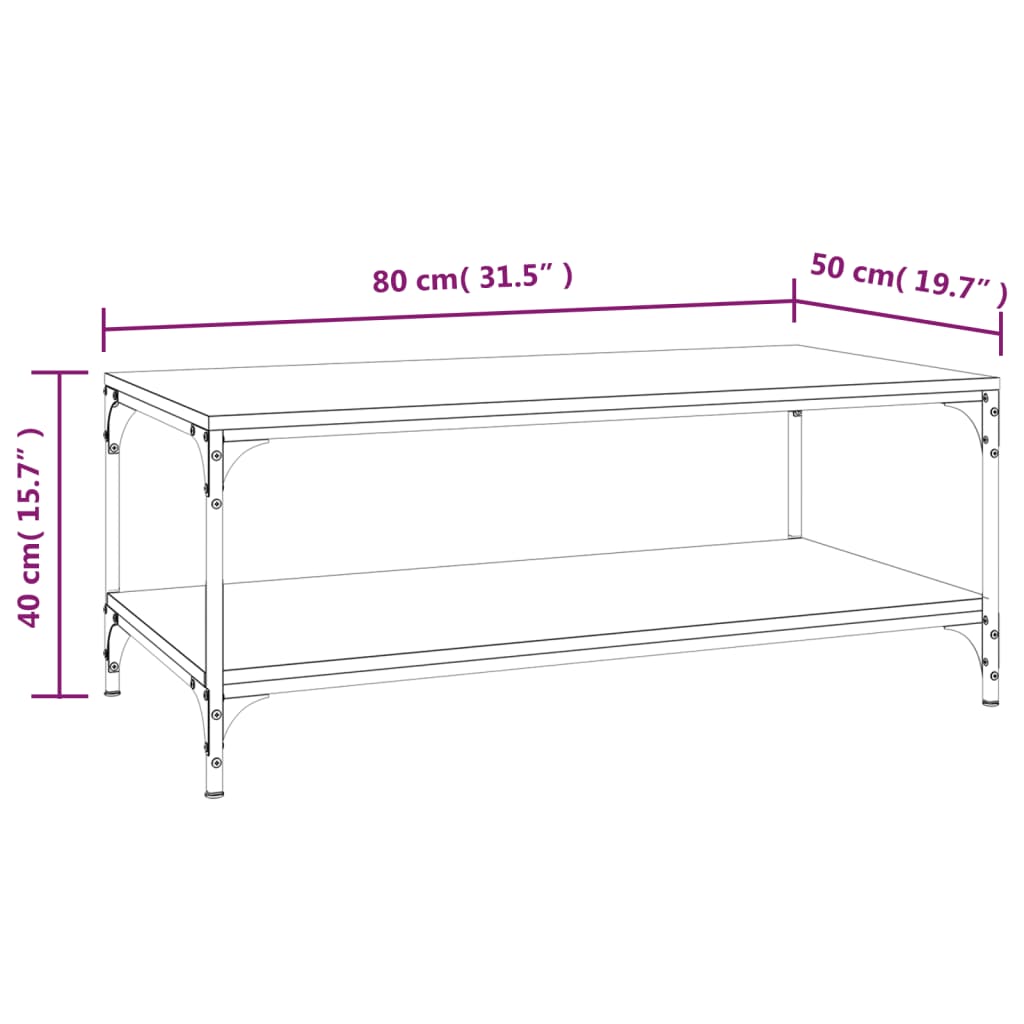 Tavolino da Salotto Rovere Sonoma 80x50x40 cm Legno Multistrato