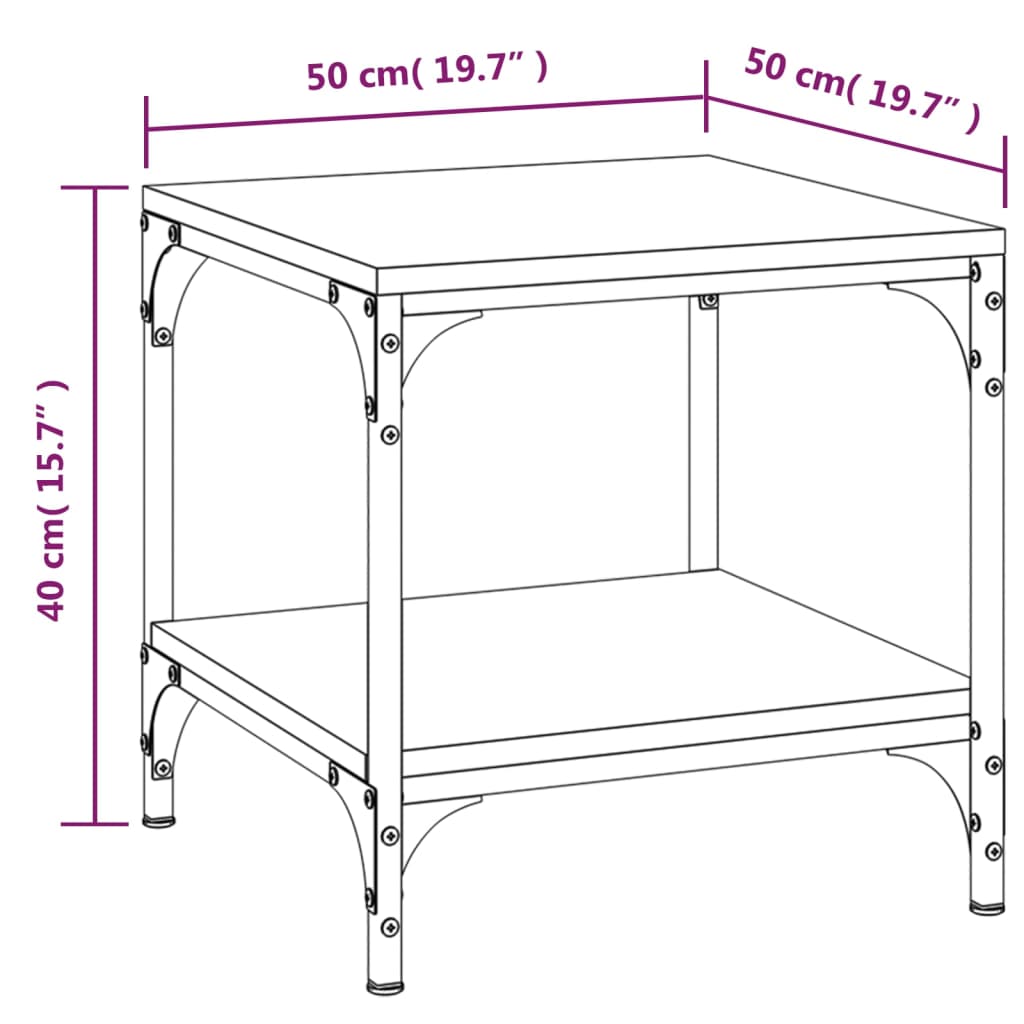 Tavolino da Salotto Rovere Fumo 50x50x40 cm Legno Multistrato