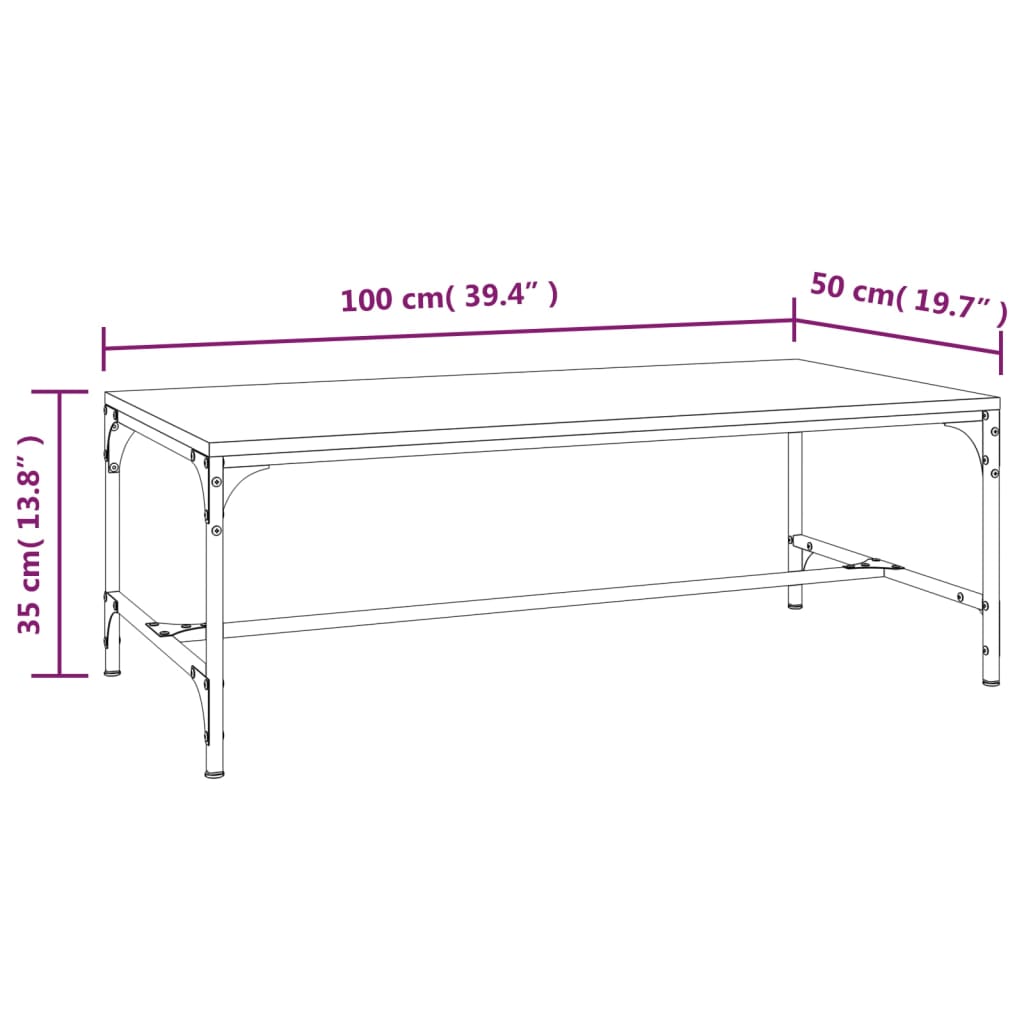 Tavolino da Salotto Nero 100x50x35cm Legno Multistrato