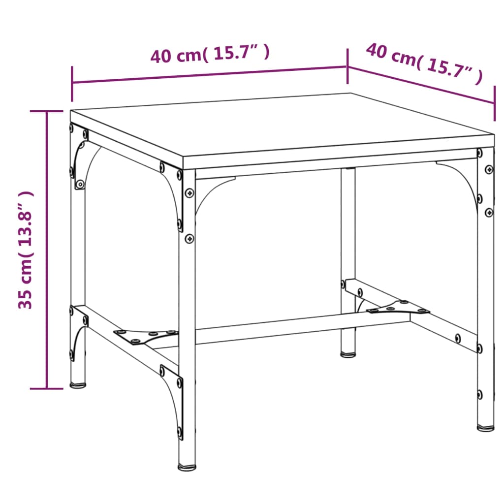 Tavolino Rovere Fumo 40x40x35 cm in Legno Multistrato