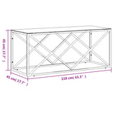 Tavolino da Salotto 110x45x45 cm in Acciaio Inox e Vetro