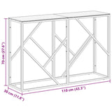 Tavolino Consolle Argento Acciaio Inossidabile Vetro Temperato