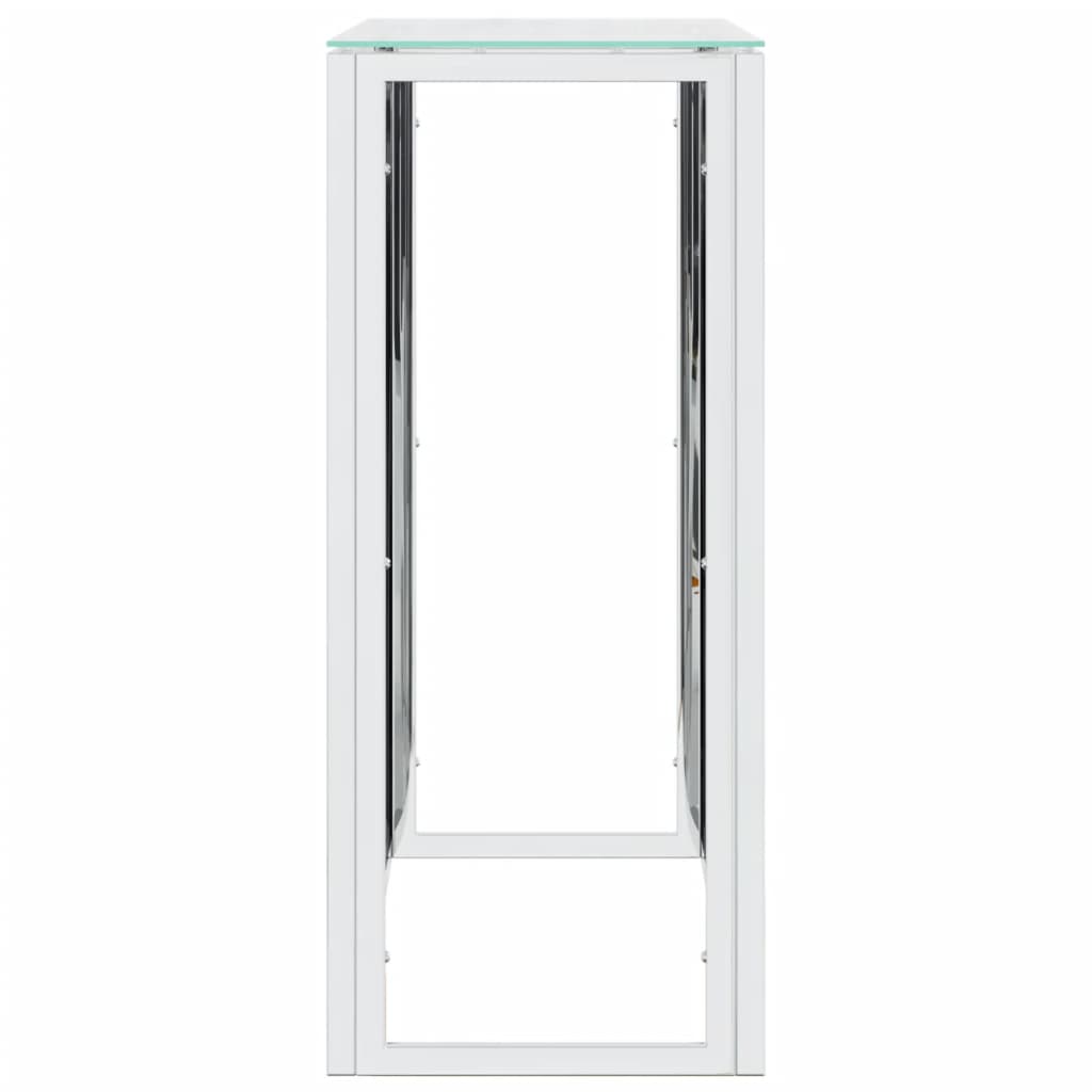 Tavolino Consolle 110x30x70 cm in Acciaio Inox e Vetro