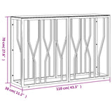 Tavolino Consolle 110x30x70 cm in Acciaio Inox e Vetro