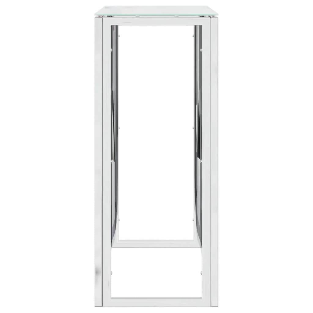 Tavolino Consolle 70x30x70 cm in Acciaio Inox e Vetro