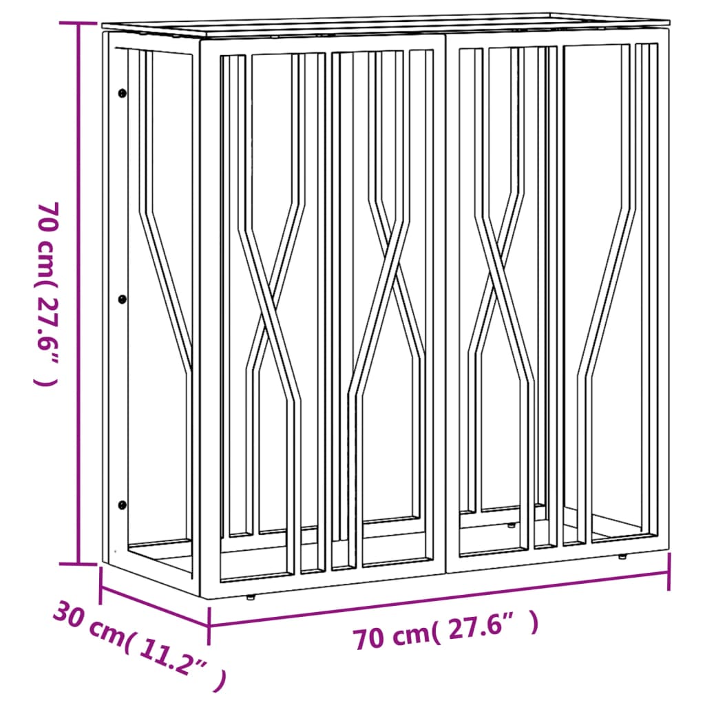 Tavolino Consolle 70x30x70 cm in Acciaio Inox e Vetro