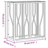 Tavolino Consolle 70x30x70 cm in Acciaio Inox e Vetro