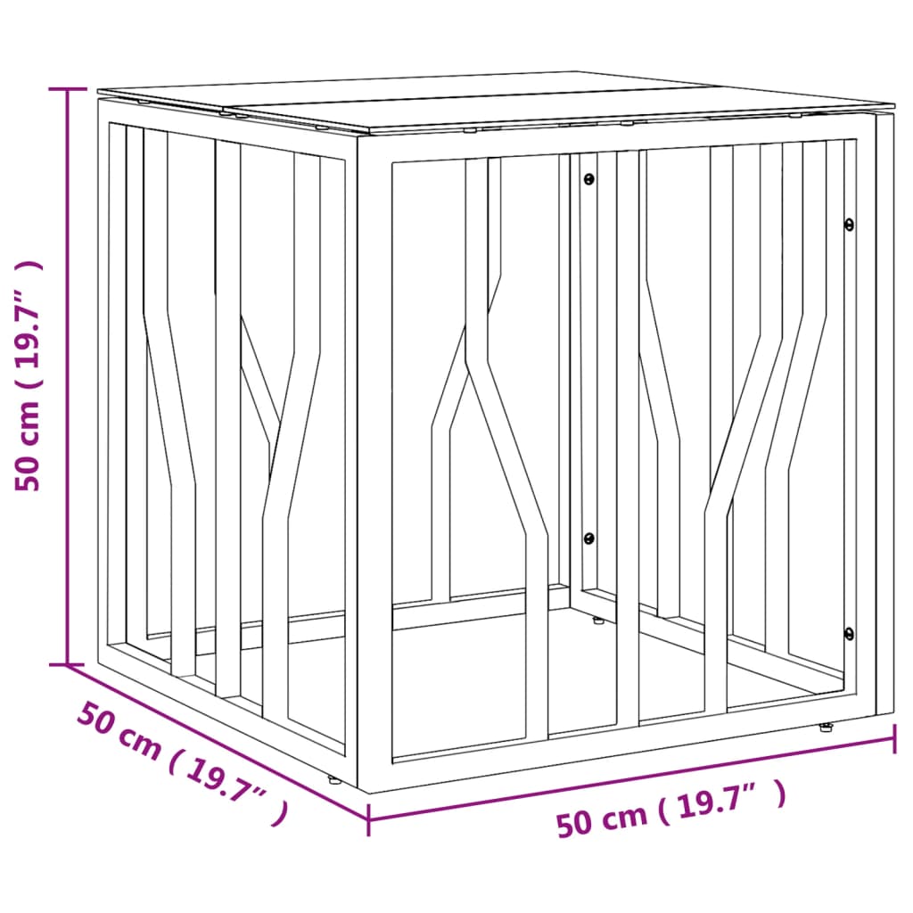 Tavolino da Salotto Argento 50x50x50 cm in Acciaio Inox e Vetro