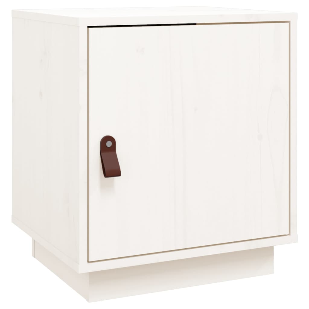 Comodino Bianco 40x34x45 cm in Legno Massello di Pino