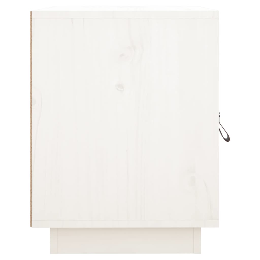 Comodino Bianco 40x34x45 cm in Legno Massello di Pino