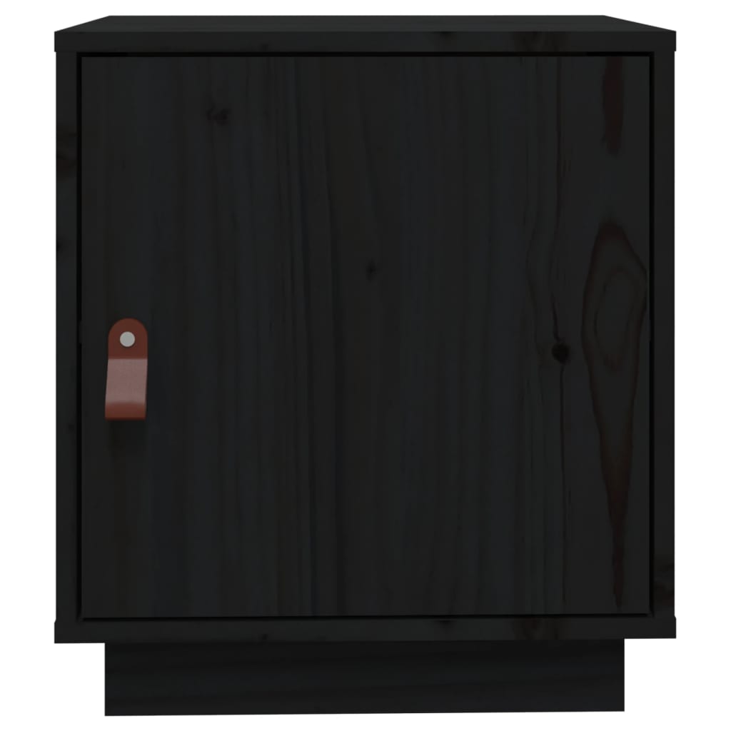 Comodini Nero 2 pz 40x34x45 cm in Legno Massello di Pino