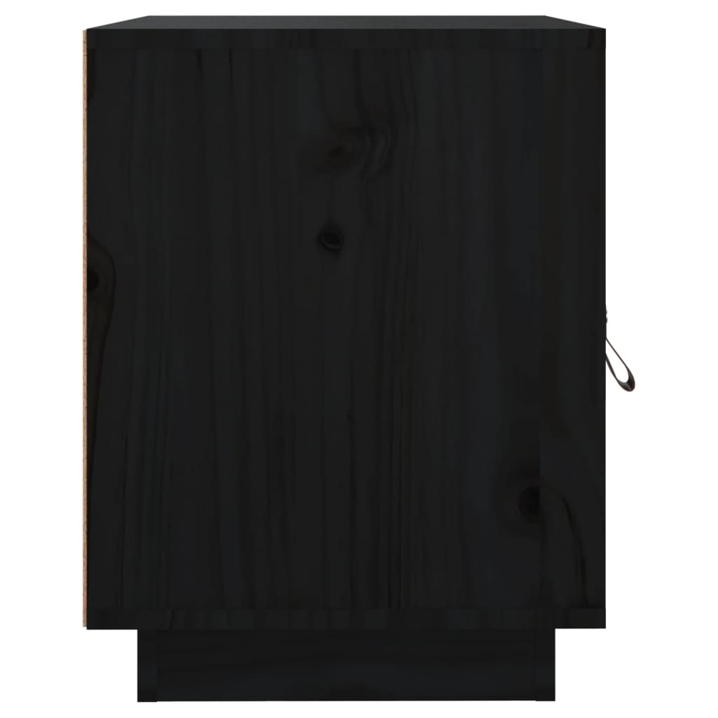 Comodini Nero 2 pz 40x34x45 cm in Legno Massello di Pino