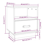 Comodino 40x34x45 cm in Legno Massello di Pino