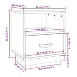 Comodino Grigio 40x34x45 cm in Legno Massello di Pino